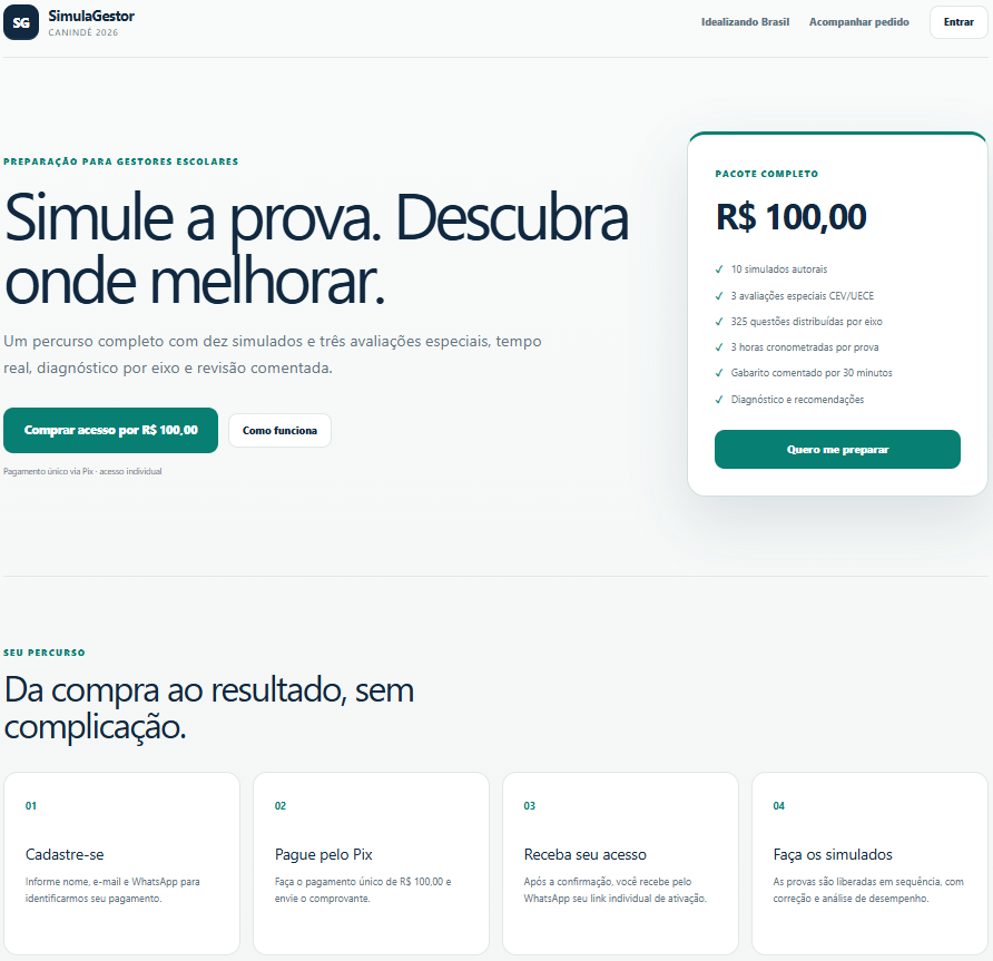 Página de apresentação do SimulaGestores