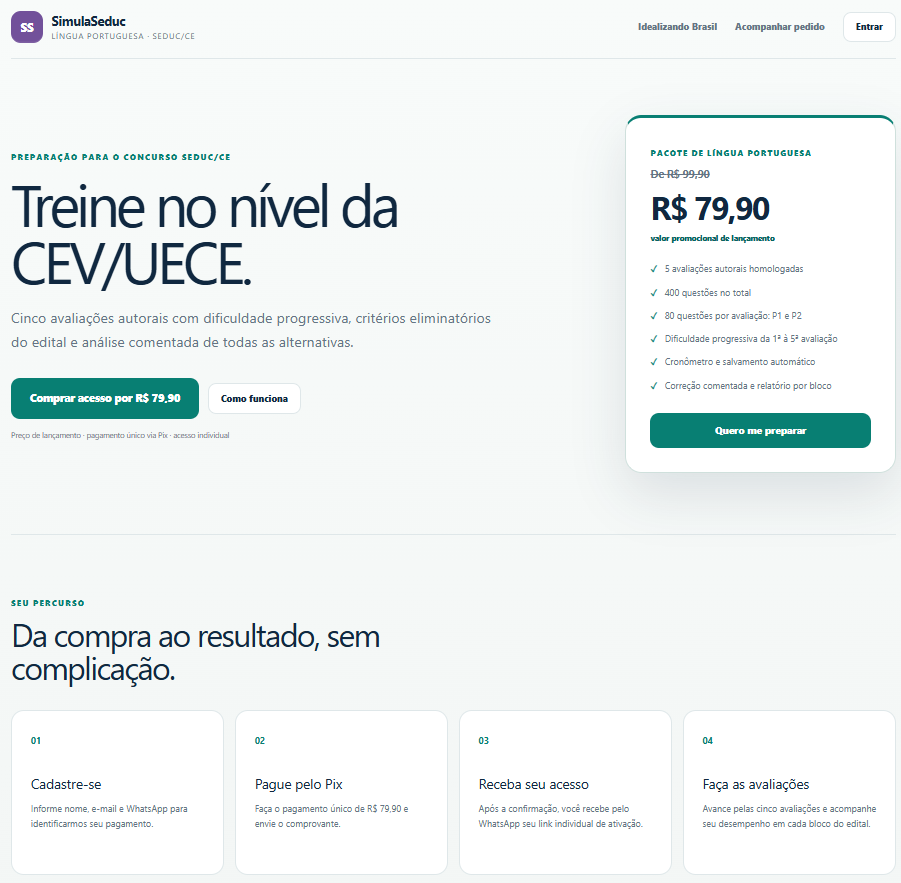Página de apresentação do Simula SEDUC